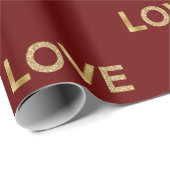 レッド金ゴールドグリッターラブ ラッピングペーパー (ロールコーナー)