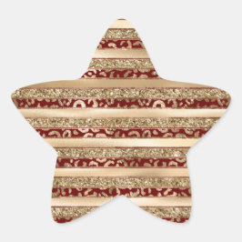 レッド金ゴールドグリッターレオパード印刷ストライプ 星シール