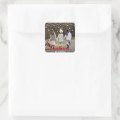 レッド金ゴールドグリッター紙吹雪メリークリスマス |写真 スクエアシール (バッグ)