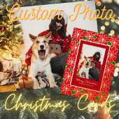 レッド金ゴールドグリーンカスタムシミヤファミリーメリークリスマス 箔シーズンカード