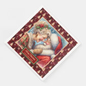 レッド金ゴールドグリーンクリスマスナプキンスサンタカップル (コーナー)