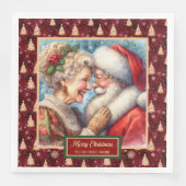 レッド金ゴールドグリーンクリスマスナプキンスサンタカップル (正面)