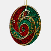 レッド金ゴールドグリーンクリスマスホリデーオーナメント セラミックオーナメント (右)