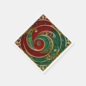 レッド金ゴールドグリーンクリスマスホリデーナプキン スタンダードカクテルナプキン (角)