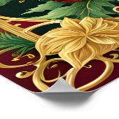 レッド金ゴールドグリーンクリスマスホリデーポスター ポスター (角)