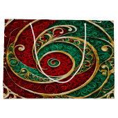 レッド金ゴールドグリーンクリスマスホリデー抱き枕 ラージペーパーバッグ (裏面)