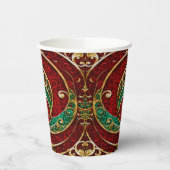 レッド金ゴールドグリーンクリスマスホリデー紙カップ 紙コップ (左)