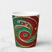 レッド金ゴールドグリーンクリスマスホリデー紙カップ 紙コップ (正面)