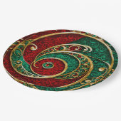 レッド金ゴールドグリーンクリスマスホリデー紙プレート ペーパープレート (アングル)