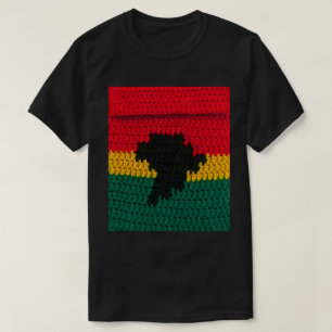 レッド金ゴールドグリーンブラックアフリカアーティザンクロシェプリント Tシャツ