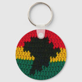 レッド金ゴールドグリーンブラックアフリカマップクロシェプリントオン キーホルダー (正面)
