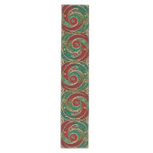 レッド金ゴールドグリーンホリデーテーブルランナー ミディアムテーブルランナー (正面)