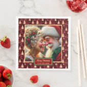 レッド金ゴールドグリーンホリデーナプキンズサンタカップルデザイン (インサイチュ)