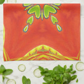 レッド金ゴールドグリーンマンダラアートプリント キッチンタオル (折り畳み)