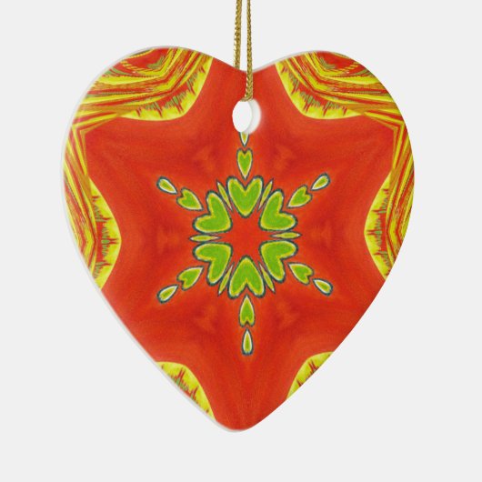 レッド金ゴールドグリーンマンダラアートプリント セラミックオーナメント (右)