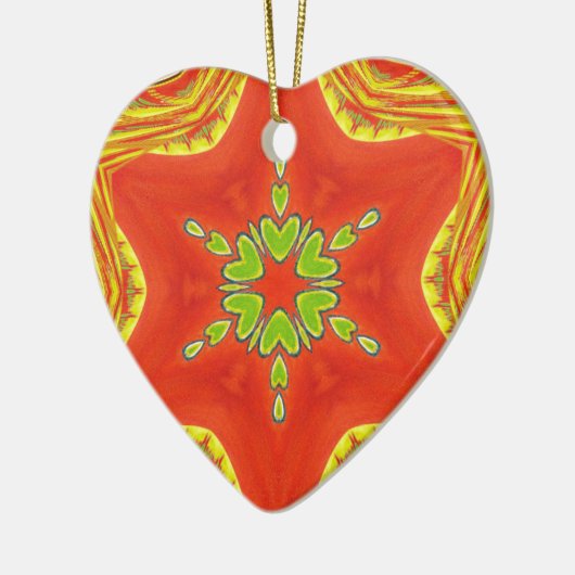 レッド金ゴールドグリーンマンダラアートプリント セラミックオーナメント (左)