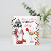 レッド金ゴールドシャンデリアホワイトシャンパンパーティー2 招待状 (スタンド正面)