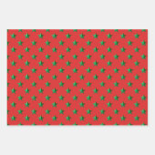 レッド金ゴールドシルバーグリーンスターズホリデイ ラッピングペーパーシート (正面3)