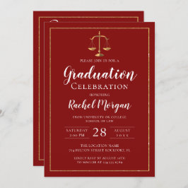 レッド金ゴールドジャスティスロースクール卒業写真 招待状