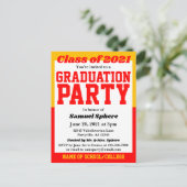 レッド金ゴールドスクールカラーズ卒業招待状 案内ポストカード (スタンド正面)