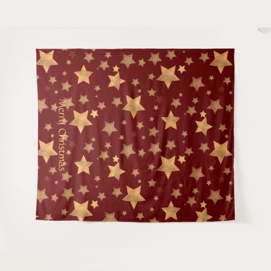 レッド金ゴールドスターエレガントヴィンテージメリークリスマス タペストリー (正面(横))
