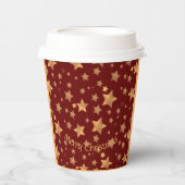 レッド金ゴールドスターパターエレガントンVintageクリスマス 紙コップ (正面)