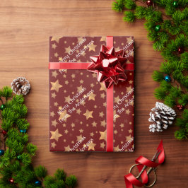 レッド金ゴールドスターパターンクラシックヴィンテージクリスマス ラッピングペーパー