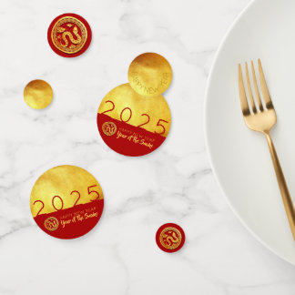 レッド金ゴールドスネークペーパーカット2025ゴールデンパーティー紙吹雪 コンフェッティ