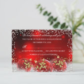 レッド金ゴールドスノウバブルクリスマスパーティーRSVP 出欠カード (スタンド正面)