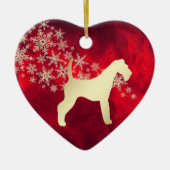 レッド金ゴールドスノーフレークアイレデールテリア セラミックオーナメント (正面)