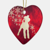レッド金ゴールドスノーフレークキツネテリア セラミックオーナメント (左)