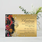 レッド金ゴールドスノーフレーククリスマスディナーパーティー4a 招待状 (スタンド正面)