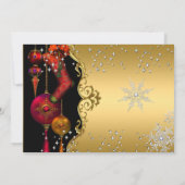 レッド金ゴールドスノーフレーククリスマスディナーパーティー4a 招待状 (裏面)