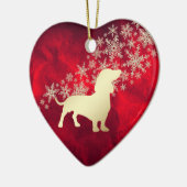 レッド金ゴールドスノーフレークダシュント セラミックオーナメント (左)