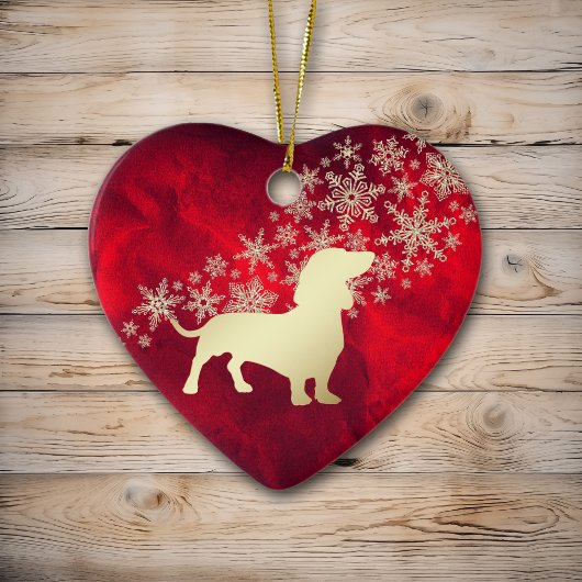 レッド金ゴールドスノーフレークダシュント セラミックオーナメント