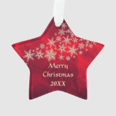 レッド金ゴールドスノーフレークテキサス州スター オーナメント (裏面)