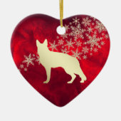 レッド金ゴールドスノーフレークドイツ羊飼い セラミックオーナメント (正面)