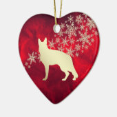レッド金ゴールドスノーフレークドイツ羊飼い セラミックオーナメント (左)