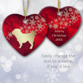 レッド金ゴールドスノーフレークパグ セラミックオーナメント