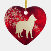 レッド金ゴールドスノーフレークベルギーテルブレン セラミックオーナメント (正面)