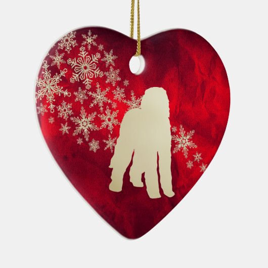 レッド金ゴールドスノーフレークラブラドール セラミックオーナメント (右)