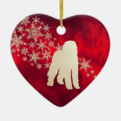 レッド金ゴールドスノーフレークラブラドール セラミックオーナメント (正面)