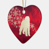 レッド金ゴールドスノーフレークラブラドール セラミックオーナメント (左)