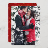 レッド金ゴールドスノーフレーク写真テンプレートクリスマス シーズンカード (正面/裏面)