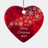 レッド金ゴールドスノーフレーク・チアリーパーソナライズされたダー セラミックオーナメント (裏面)