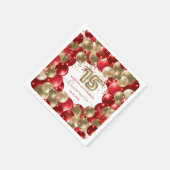 レッド金ゴールドスパークルキンセアニラバルーン スタンダードカクテルナプキン (角)