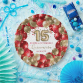 レッド金ゴールドスパークルキンセアニラバルーン ペーパープレート (パーティー)