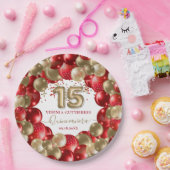 レッド金ゴールドスパークルキンセアニラバルーン ペーパープレート (パーティー)