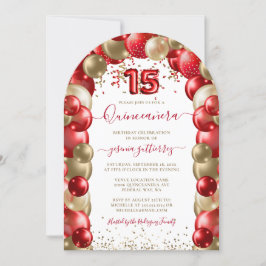 レッド金ゴールドスパークルキンセアニラバルーン 招待状