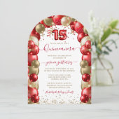 レッド金ゴールドスパークルキンセアニラバルーン 招待状 (スタンド正面)